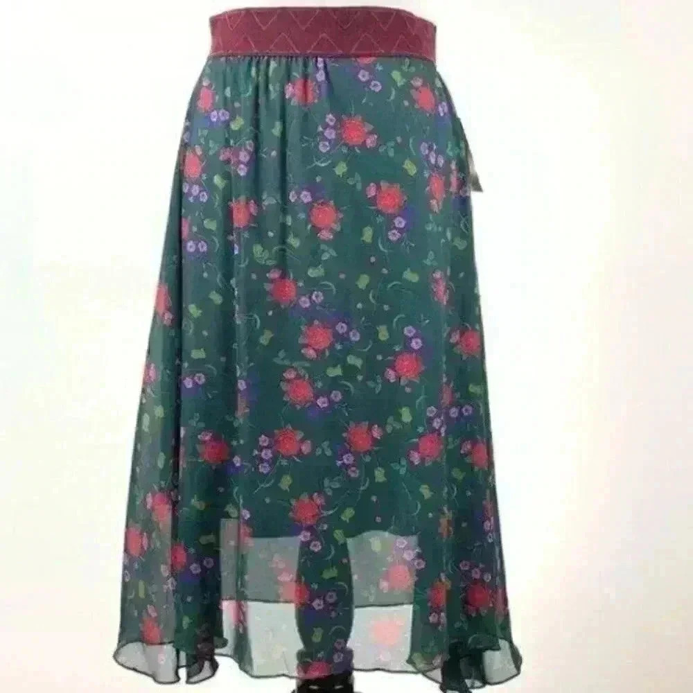 Lularoe Lola skirt M 8-10 chiffon floral high/lo - Picture 2 of 9
